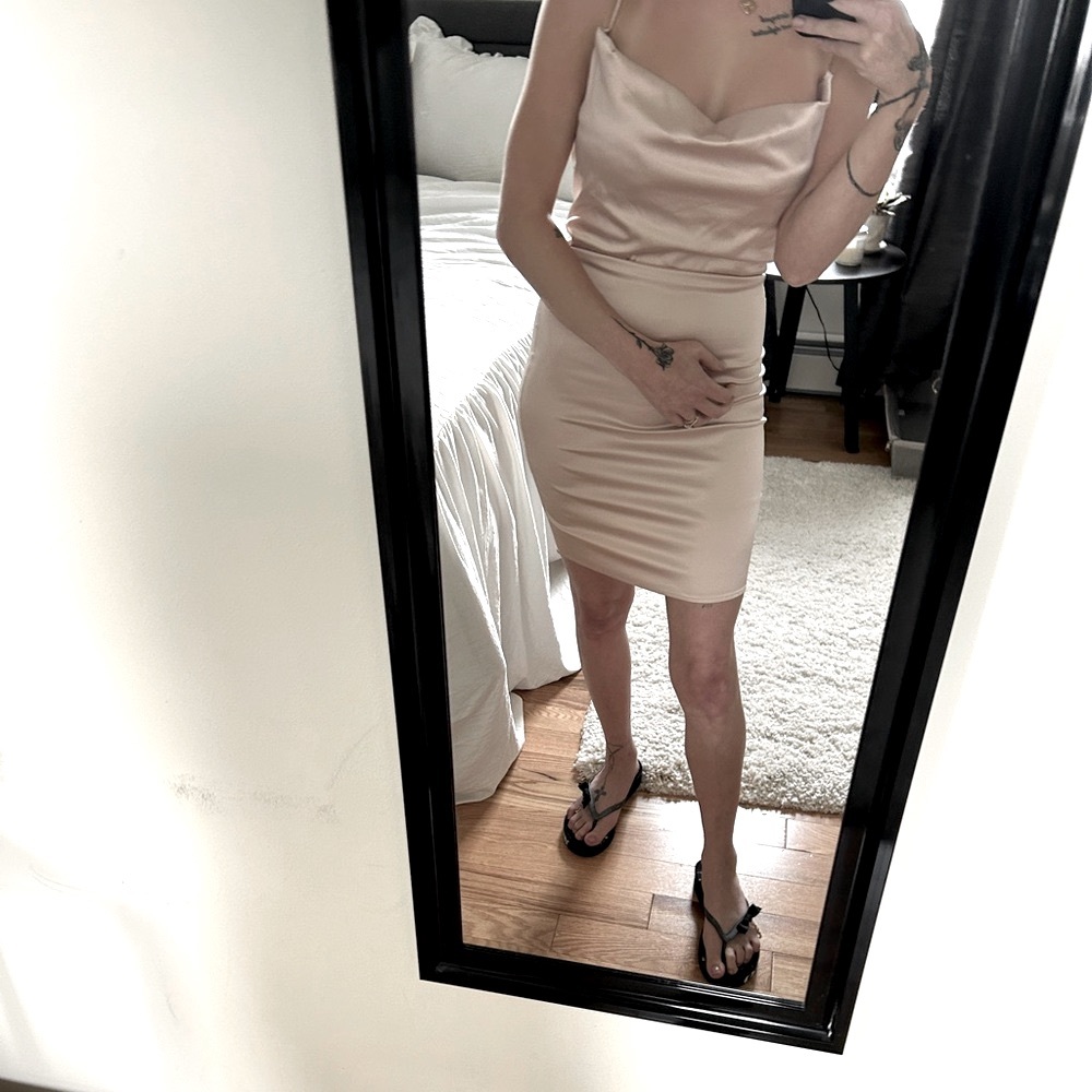 Y2K Champagne Vanderpump Rules Style Satin Slip Dress